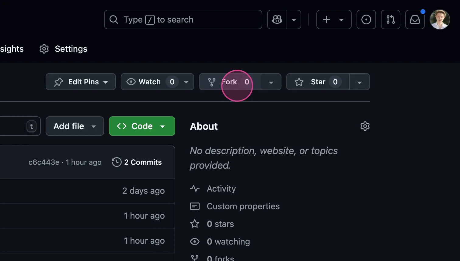 GitHub repository page for the connector template with the "Fork" button highlighted