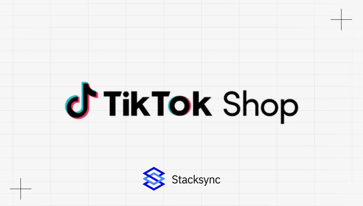 TikTok Shop logo with the Stacksync logo, announcing the new TikTok Shop integration